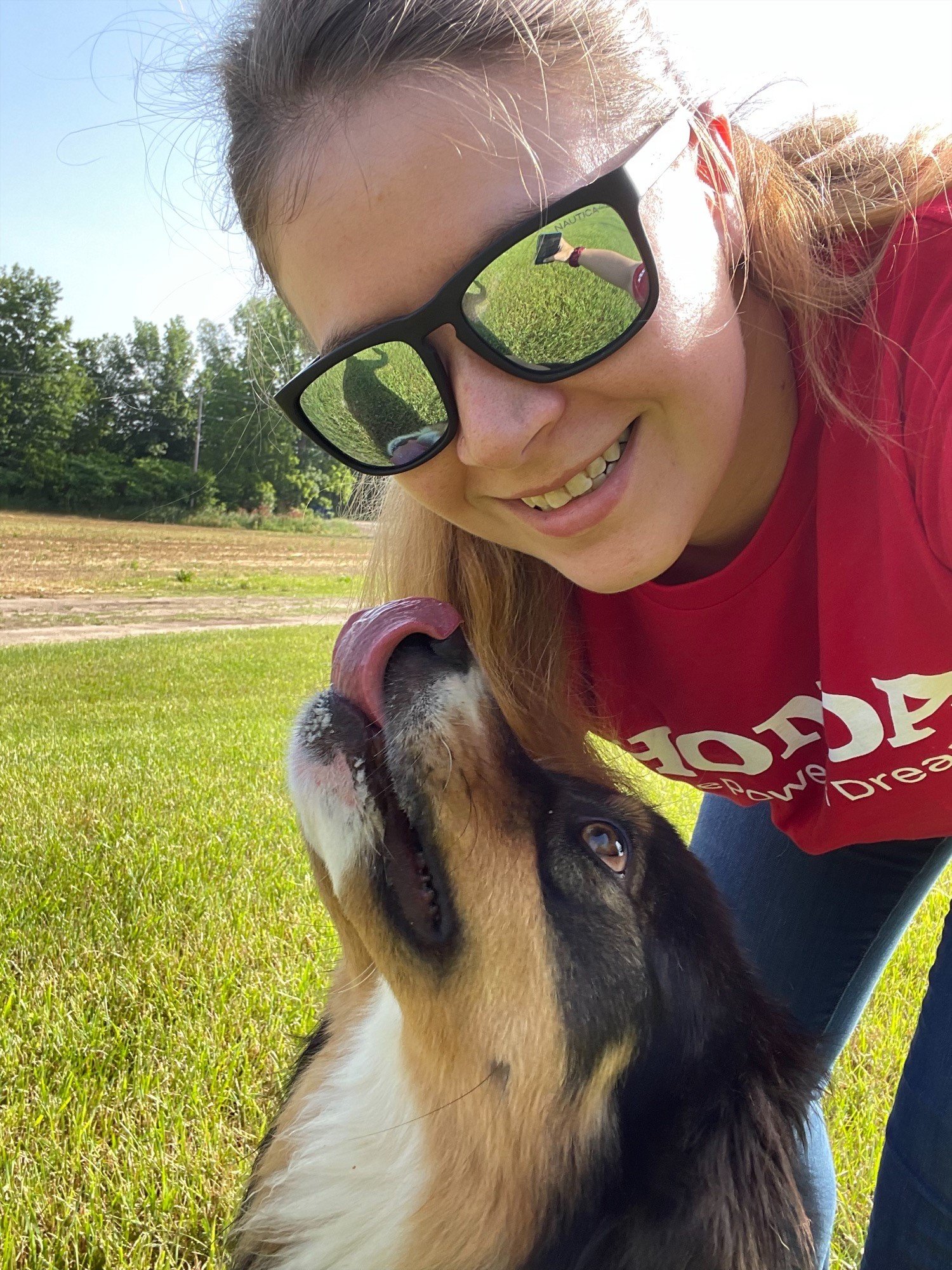 ACM worker with a dog